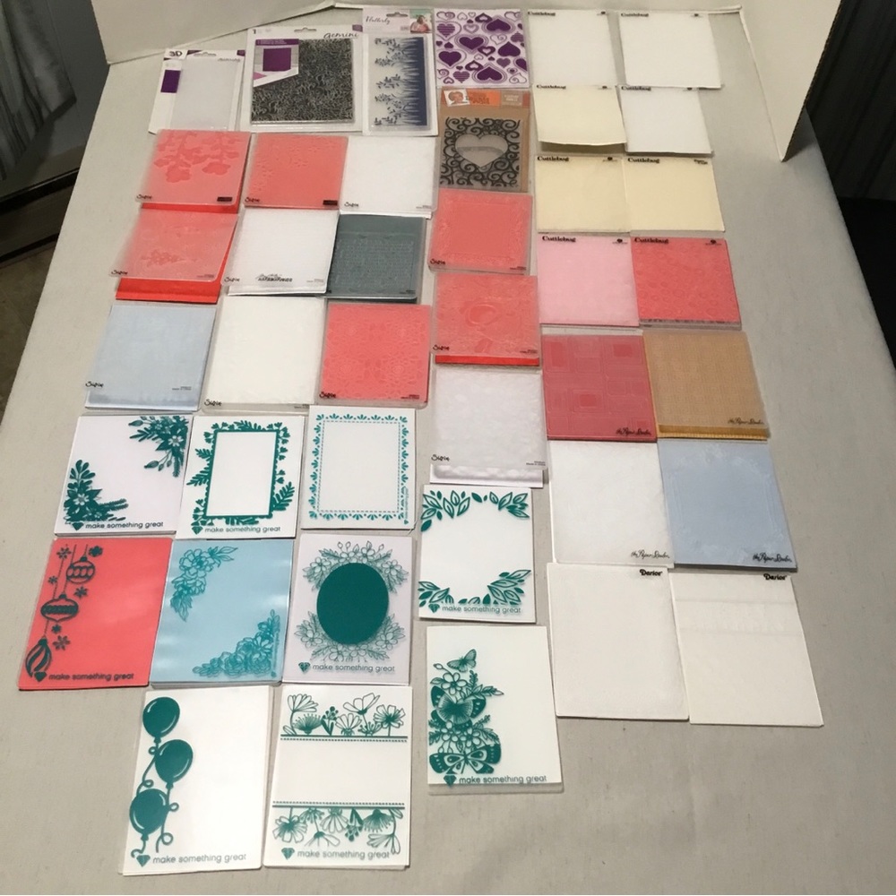 Embossing folder lot of 65 including Diamond Press, Sizzix, cuttlebug etc.
